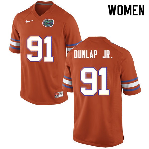 Women #91 Marlon Dunlap Jr. Florida Gators College Football Jersey Orange